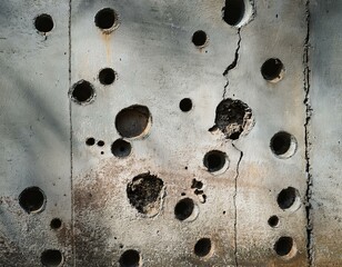 Bullet Hole Concrete Wall