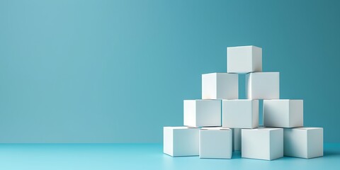 Random movedfading out white cube boxes block background wallpaper banner with copy space