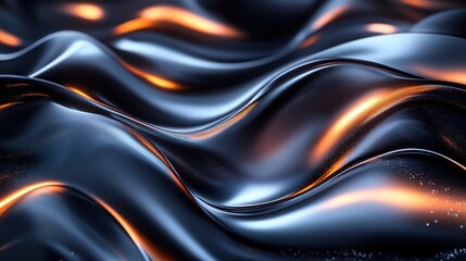 Obraz premium Abstract image of flowing, glossy waves with warm highlights.