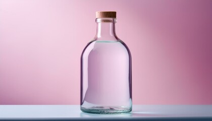 매끄럽고 투명한 유리병과 파스텔톤 배경