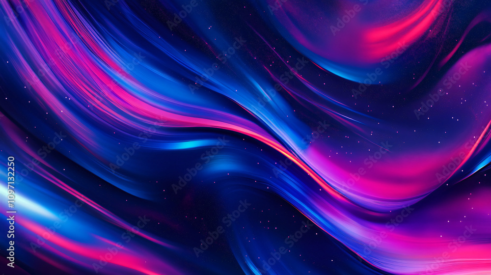 Poster vibrant abstract backdrop with swirling lines and luminous particles creating a cosmic ambiance