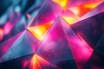 Abstract image of illuminated geometric shapes with vibrant colors.