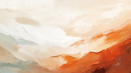 Abstract landscape with soft hues of orange, white, and blue.