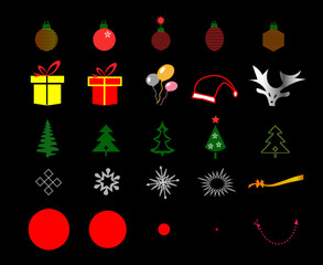 Christmas Flat Color Outline Icon sat vector illustration-