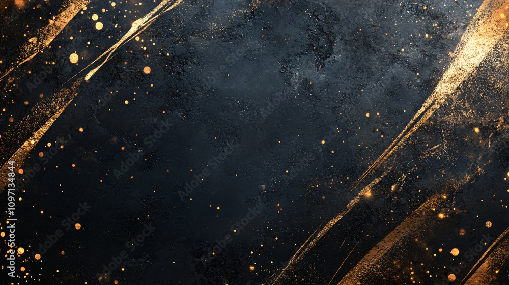 Aufkleber luxurious and festive atmosphere created by golden glitter lines crossing a dark textured background