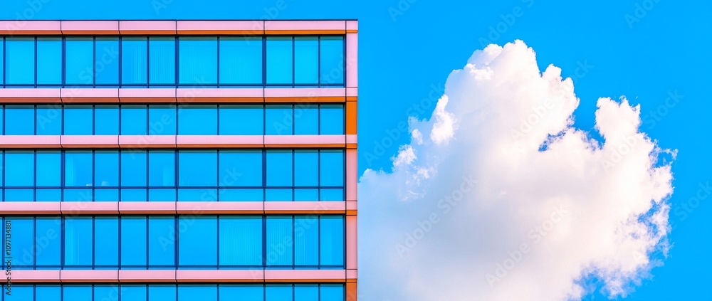 Poster a smart building equipped with energy-efficient systems, demonstrating lower energy usage and sustai