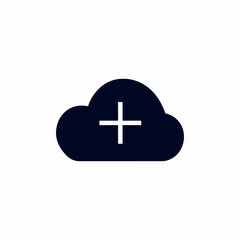 cloud plus add icon sign vector