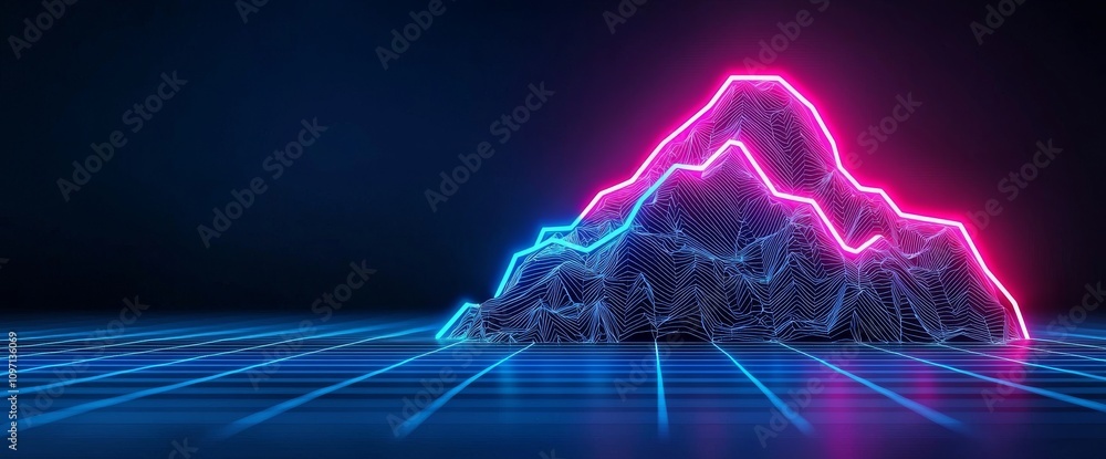 Poster a 3d rendering of an abstract virtual reality scene with a violet background, featuring a cyber spac
