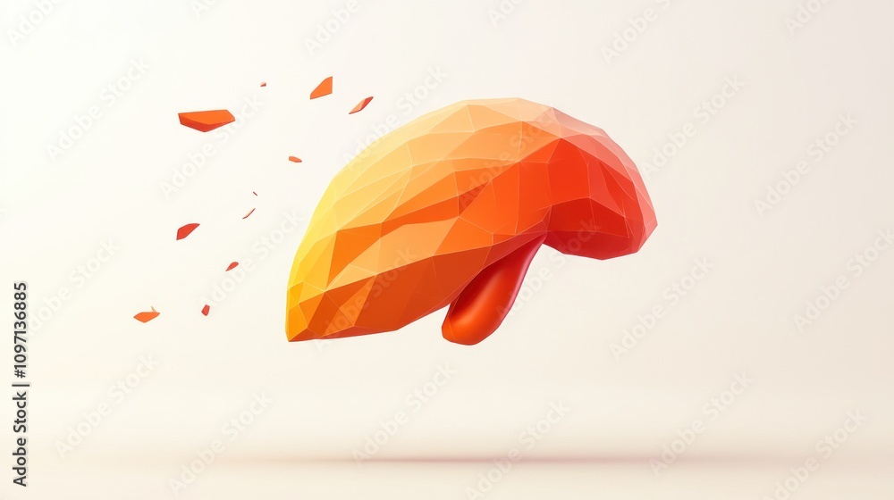 Poster a stylized, fragmented representation of a brain in vibrant colors.