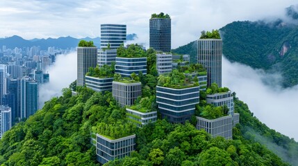 Obraz premium An advanced urban area with sustainable farming practices and decreased meat consumption.