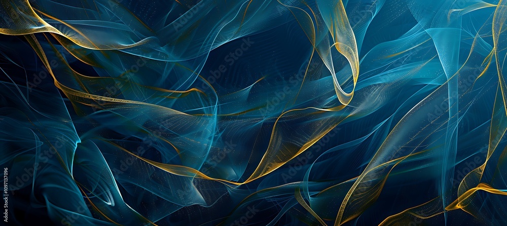Poster Glowing Abstract Patterns of Gold and Blue: A Mesmerizing Background for Artistic and Creative Design Projects