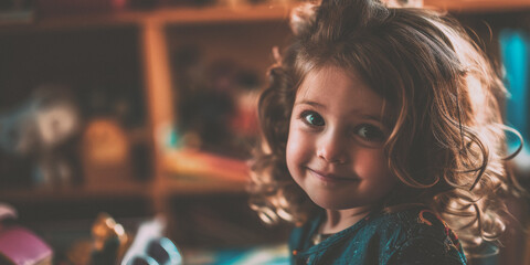 Fototapeta premium portrait of a child girl close-up Generative AI