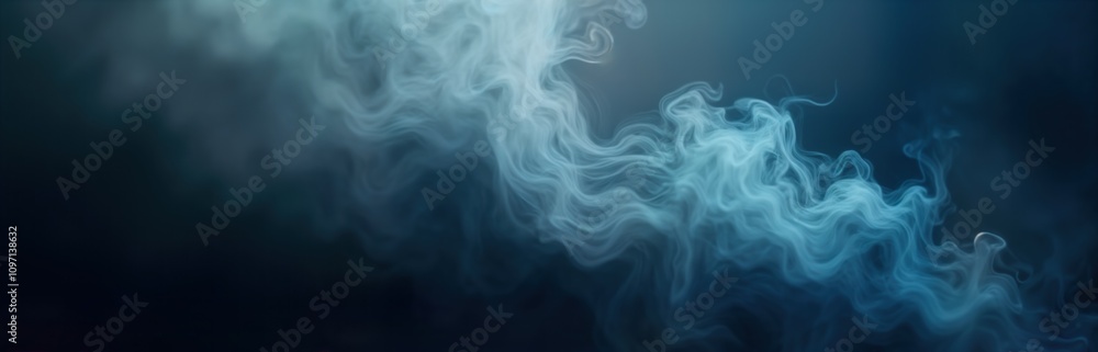 Poster abstract blue smoke swirls. fluid dynamic design. vapor texture. mystical atmospheric effect. gaseou