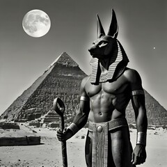 Anubis with Pyramids Background