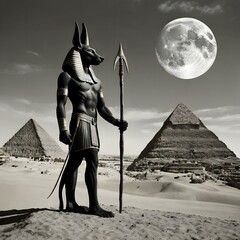 Anubis with Pyramids Background