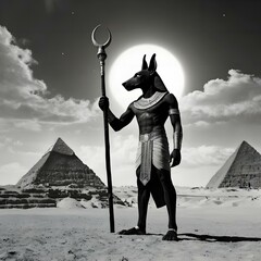 Anubis with Pyramids Background