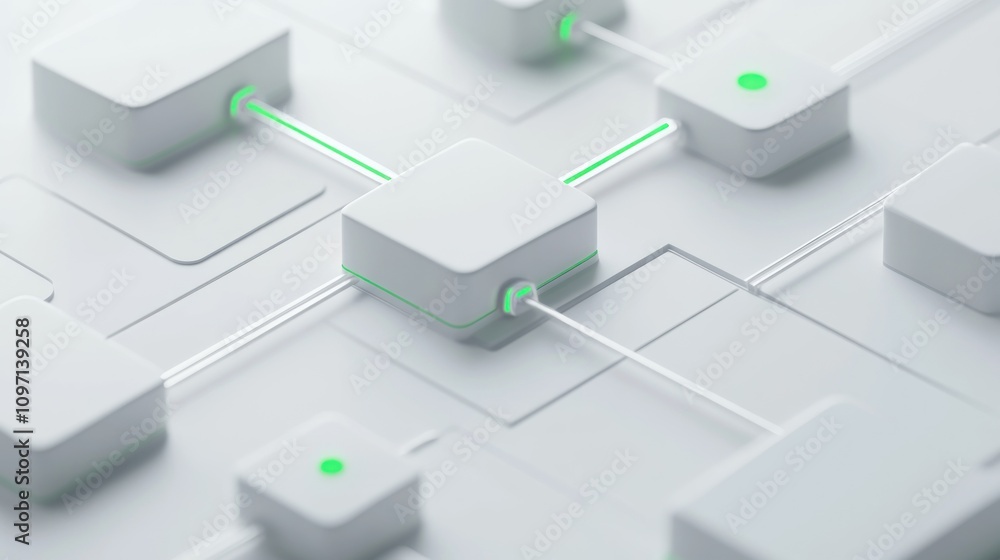 Aufkleber Abstract digital network design with interconnected nodes and glowing elements.