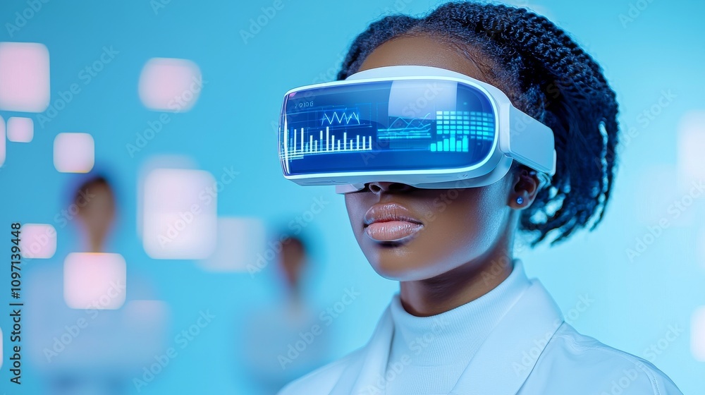 Poster a corporate team engages in a brainstorming session within a virtual reality environment, utilizing 
