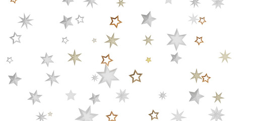 Abstract background with white and gold stars on a black background.