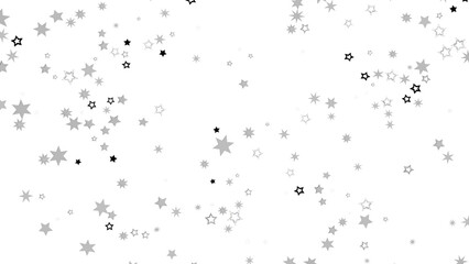 A digital illustration of silver stars scattered on a black background, creating a twinkling and festive atmosphere