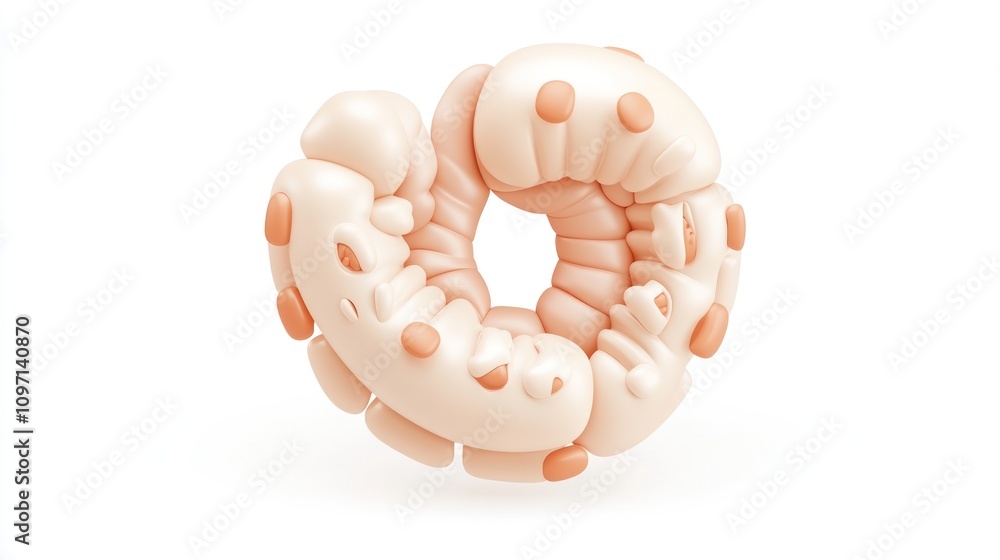 Poster a stylized, abstract representation of a donut-like shape with a soft, organic texture.