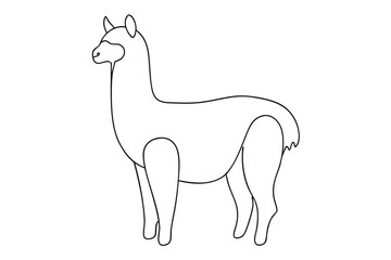 Alpaca Line Drawing Elegant Line Art Vector Illustration