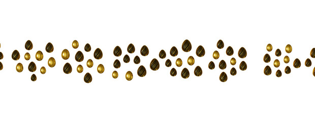 Easter horizontal border with gold eggs