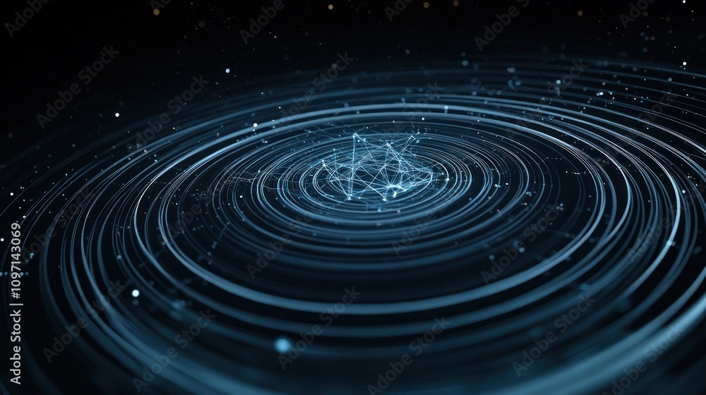 Aufkleber Abstract representation of interconnected data points in a circular pattern.