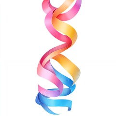 Brightly Colored Ribbons Twirl Gracefully Against a White Background During a Festive Event Celebration