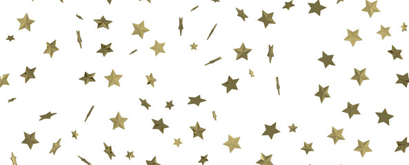 XMAS Banner with golden decoration. Festive border with falling glitter dust and stars.