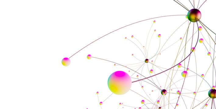 Gene lines and nodes, biological gene structure, 3d rendering.
