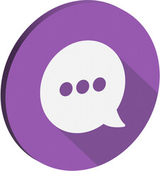 3D Purple Circle Chat Circle Icon with Shadow