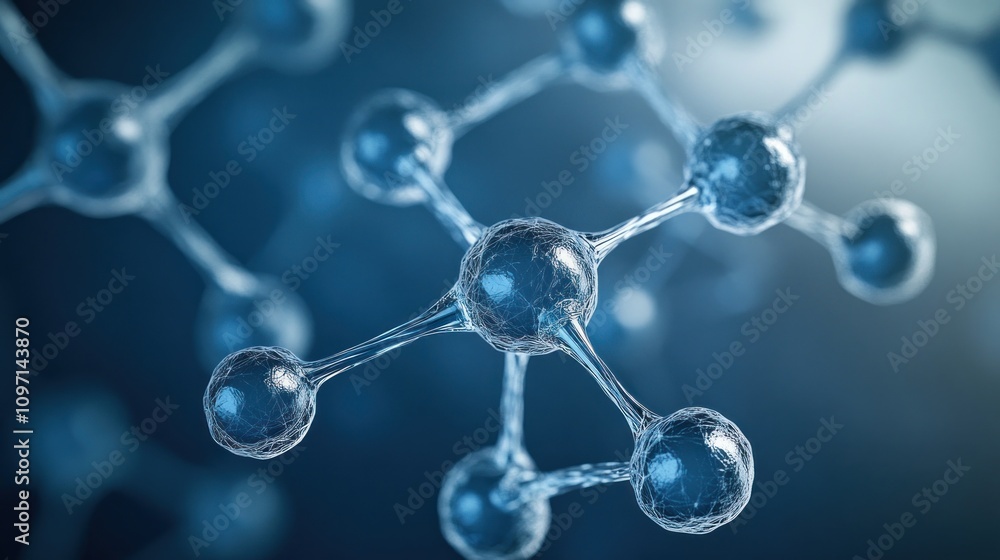 Poster close-up view of molecular structures, illustrating scientific concepts and research.