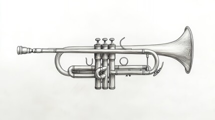 Naklejka premium Sketch of a Trumpet Showcasing Intricate Details in Design, Emphasizing Craftsmanship and Musical Elegance During a Creative Art Session