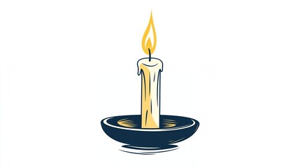 Decorative Candle Burning Steadily in a Traditional Holder With a Warm Glow Illuminating the Surrounding Space