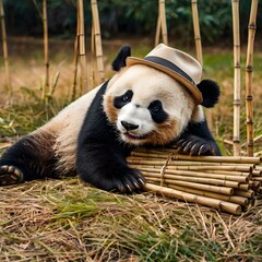Adorable Panda in Bamboo