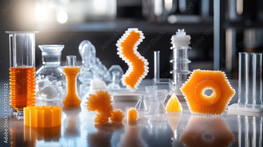 Poster Three Dimensional Printed Objects In A Laboratory Setting