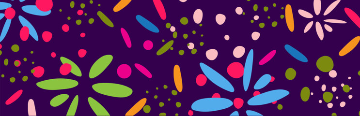 Bright Colorful Abstract Spots on a Dark Vector Background. Pop Art Style Vector Pattern