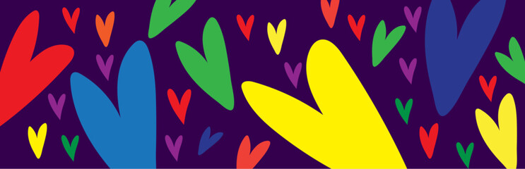 Bright Colorful Abstract Hearts on a Vector Background – Pop Art Style Vector Pattern for Love, Pride and Celebration Theme