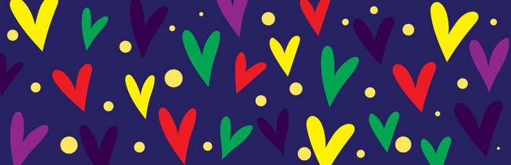 Bright Colorful Abstract Hearts Background – Pop Art Style Vector Pattern for Love, Pride and Celebration Theme