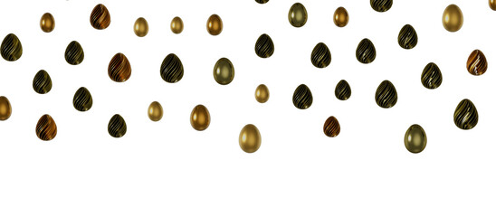 Set of different 3D realistic, shiny, golden,