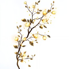 Obraz premium Decorative Branch With Illuminated Flowers and Leaves Enhancing a Serene Atmosphere in Modern Interior Design