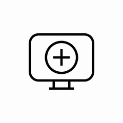 computer plus add icon sign vector