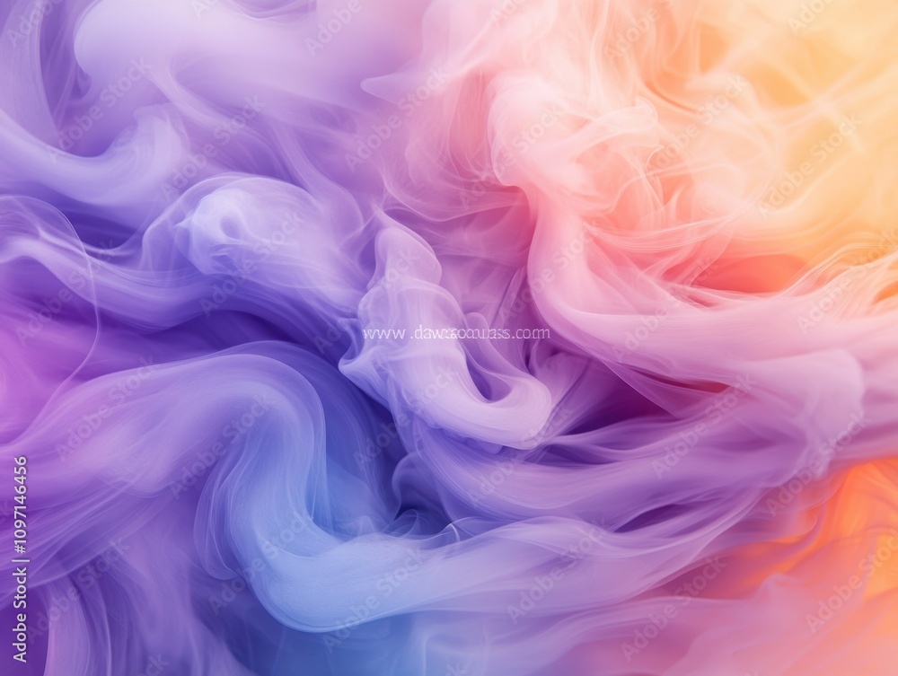 Poster abstract swirling smoke in vibrant colors creating a dynamic visual effect.