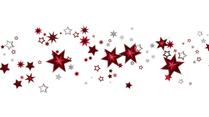 Red and Silver Stars Scattered on White
