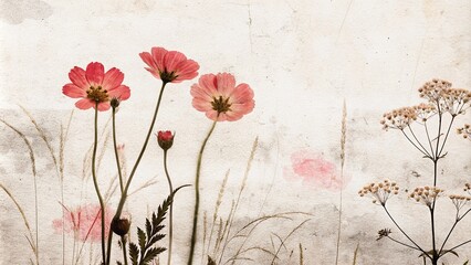 Watercolors background with  poppies