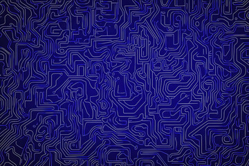 Fototapeta premium Futuristic vector illustration of a blue circuit board with intricate digital tech elements, perfect for advanced technology backgrounds. 