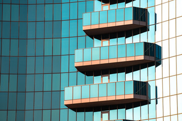 High-rise innovative glass building of a business center