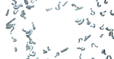 Infinite question marks, original 3d illustration
