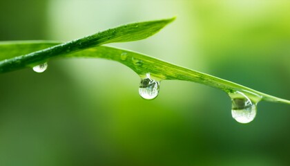 나뭇잎 끝에 물방울이 매달려있는 모습